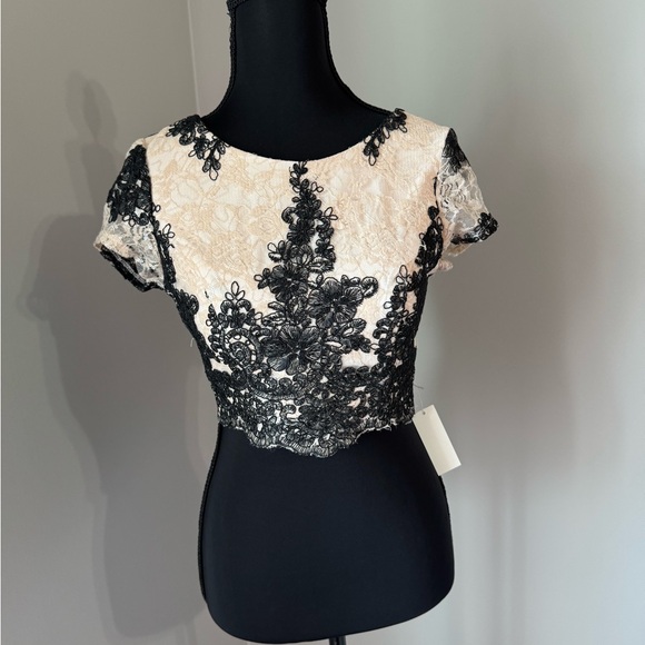 Tops - NWT Elegant Lace Black and Cream Women's Top